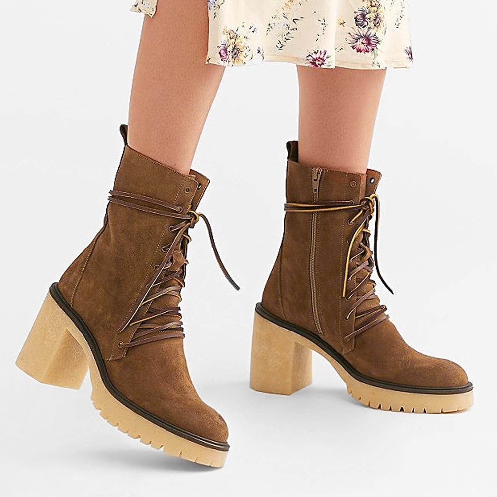 Free People Dylan Suede Lace Up Boots, size 7.5